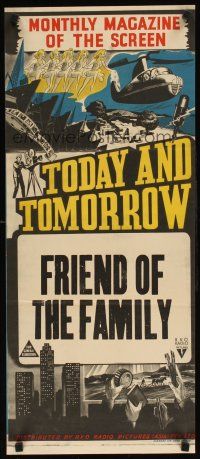 9m986 TODAY & TOMORROW stock Aust daybill '40s cool newsreel stone litho, Friend of the Family!