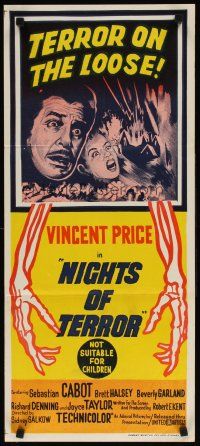 9m990 TWICE TOLD TALES Aust daybill '63 Vincent Price, Nathaniel Hawthorne, Nights of Terror!