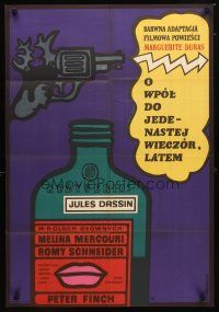 9m179 10:30 P.M. SUMMER Polish 23x33 '71 Jules Dassin directed, gun & bottle art by Mlodozeniec!