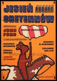 9m206 CHEYENNE AUTUMN Polish 23x33 '68 John Ford directed, western Native American Mlodozeniec art!