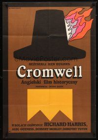 9m212 CROMWELL Polish 23x33 '71 Richard Harris & Alec Guinness, art of flaming hat by Mlodozeniec!