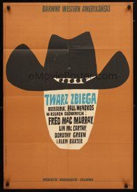 9m226 FACE OF A FUGITIVE Polish 23x33 '66 cowboy Fred MacMurray, Stachurski & Krolikowski art!