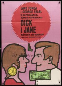 9m367 FUN WITH DICK & JANE Polish 27x38 '77 George Segal, Jane Fonda, great Mlodozeniec art!