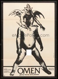 9m373 OMEN Polish 27x38 '77 wild art of naked infant with Satan head by A. Klimowski!