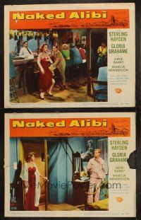 9p940 NAKED ALIBI 2 LCs '54 sexy Gloria Grahame & Sterling Hayden!