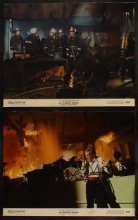 9p770 TOWERING INFERNO 4 color 11x14 stills '74 Fire Chief Steve McQueen & firefighters, fire images