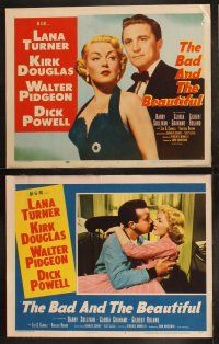 9p045 BAD & THE BEAUTIFUL 8 LCs '53 Kirk Douglas, sexy Lana Turner, Pidgeon, Powell, Sullivan