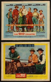 9p058 BIG COUNTRY 8 LCs '58 Gregory Peck, Charlton Heston, Jean Simmons, William Wyler classic!