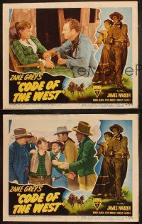 9p788 CODE OF THE WEST 3 LCs '47 Zane Grey, cowboy James Warren, Debra Alden