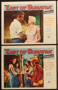 9p610 EAST OF SUMATRA 6 LCs '53 Jeff Chandler & sexy Marilyn Maxwell in the South Pacific!