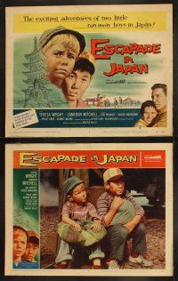 9p132 ESCAPADE IN JAPAN 8 LCs '57 Teresa Wright, two little run-away boys in Japan, cool TC artwork!