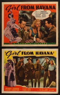 9p169 GIRL FROM HAVANA 8 LCs '40 Dennis O'Keefe, Claire Carleton, art of Latino dancer!