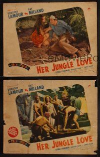 9p798 HER JUNGLE LOVE 3 LCs '38 cool images of sexy tropical Dorothy Lamour in sarong, Ray Milland!