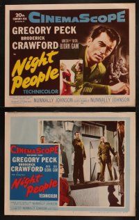9p345 NIGHT PEOPLE 8 LCs '54 cool images of World War II soldier Gregory Peck, Broderick Crawford!