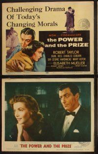 9p376 POWER & THE PRIZE 8 LCs '56 Robert Taylor & Elisabeth Mueller deal w/today's changing morals
