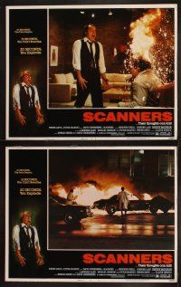 9p409 SCANNERS 8 LCs '81 Cronenberg, classic image of man's head exploding through mind control!