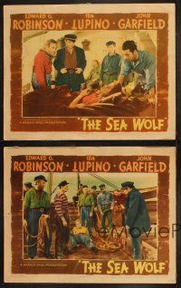 9p764 SEA WOLF 4 LCs '41 Edward G. Robinson as sadistic Wolf Larsen with John Garfield, Jack London