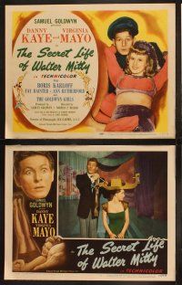 9p416 SECRET LIFE OF WALTER MITTY 8 LCs '47 Danny Kaye & Virginia Mayo in James Thurber story!