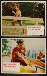9p476 SWIMMER 8 LCs '68 Janice Rule, wacky image of wet Burt Lancaster running alongside horse!