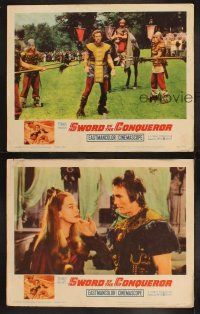 9p835 SWORD OF THE CONQUEROR 3 LCs '62 great images of barbarian Jack Palance, Eleonora Rossi Drago!