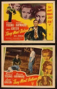9p493 THEY WON'T BELIEVE ME 8 LCs '47 Robert Young & Jane Greer, Irving Pichel romantic film noir!