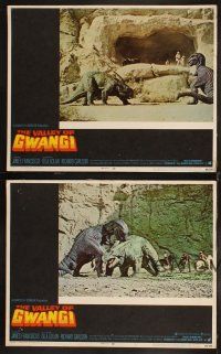 9p773 VALLEY OF GWANGI 4 LCs '69 Ray Harryhausen, FX images of cowboys and fighting dinosaurs!