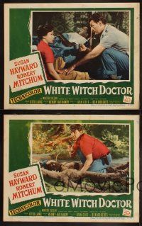 9p776 WHITE WITCH DOCTOR 4 LCs '53 Susan Hayward & Robert Mitchum in African jungle!