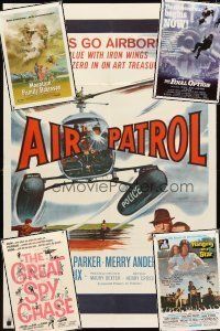 9r106 LOT OF 5 FOLDED ONE-SHEETS WITH HELICOPTER IMAGES '60s-80s cool images!