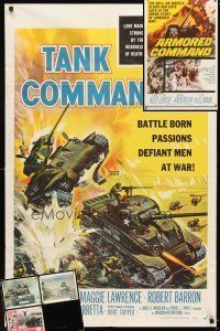 9r107 LOT OF 5 FOLDED ONE-SHEETS & LOBBY CARDS WITH TANK IMAGES '50s-70s cool art!