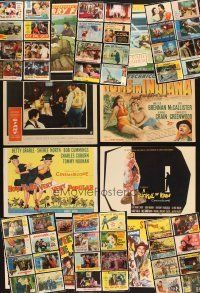 9r109 LOT OF 303 TRIMMED LOBBY CARDS '39 - '69 great images from 56 movies from those decades!
