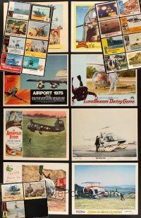 9r126 LOT OF 27 LOBBY CARDS WITH HELICOPTER IMAGES '40s-80s cool images of pilots in flight!