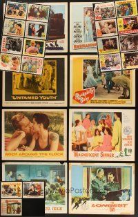 9r127 LOT OF 27 LOBBY CARDS WITH CANADIAN CENSOR STAMPS '40s-60s rock 'n' roll, crime & more!