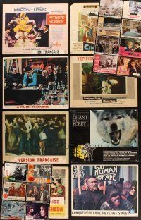 9r129 LOT OF 22 LOBBY CARDS WITH SNIPES OR HOLES FORMING LETTERS '50s-70s good titles in bad shape!