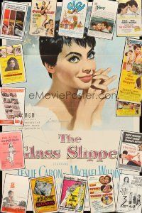 9r149 LOT OF 17 FOLDED ONE-SHEETS, HALF-SHEETS, & INSERTS OF LESLIE CARON MOVIES '50s-70s cool!