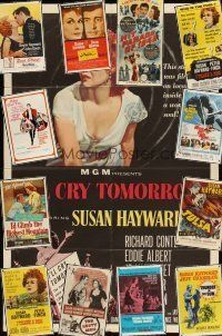 9r151 LOT OF 13 FOLDED ONE-SHEETS & THREE-SHEETS OF SUSAN HAYWARD MOVIES '40s-60s cool images!