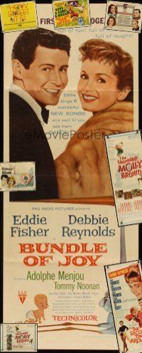 9r154 LOT OF 8 FOLDED INSERTS & HALF-SHEETS OF DEBBIE REYNOLDS MOVIES '50s-60s great images!