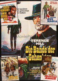 9r188 LOT OF 5 FOLDED GERMAN TERENCE HILL AND BUD SPENCER SPAGHETTI WESTERN POSTERS '60s-70s