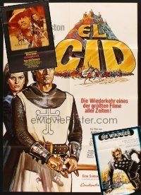9r193 LOT OF 3 FOLDED GERMAN BIG STAR COSTUME EPIC POSTERS '50s-70s El Cid, Vikings, Burn!