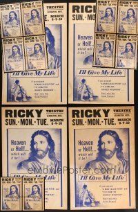 9r263 LOT OF 14 WINDOW CARDS FROM I'LL GIVE MY LIFE '59 Heaven or Hell, which will it be?