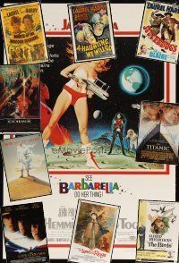 9r296 LOT OF 10 UNFOLDED REPRO & COMMERCIAL POSTERS '80s-90s Barbarella, The Birds & more!