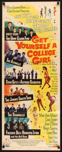 9r003 GET YOURSELF A COLLEGE GIRL insert + set of 8 LCs '64 hip-est rock & roll show, Dave Clark 5