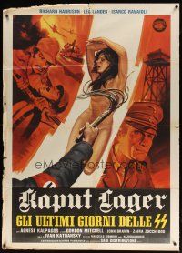9s128 ACHTUNG THE DESERT TIGERS Italian 1p '77 wild artwork of Nazis whipping naked woman!