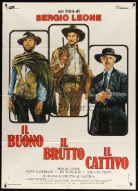 9s198 GOOD, THE BAD & THE UGLY Italian 1p R70s Eastwood, Van Cleef, Wallach, different Casaro art!