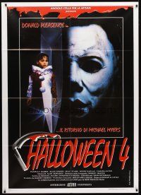 9s201 HALLOWEEN 4 Italian 1p '88 cool different image of Michael Myers, horror sequel!