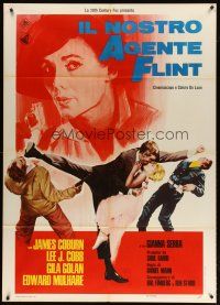 9s248 OUR MAN FLINT Italian 1p '66 wacky different art of James Coburn, sexy James Bond spy spoof!