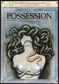 9s260 POSSESSION Italian 1p '81 wild artwork of sexy naked medusa-like woman by Basha!