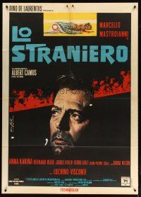 9s288 STRANGER Italian 1p '68 Visconti's Lo Straniero, art of Marcello Mastroianni by Nistri!