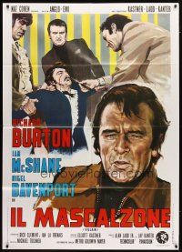 9s305 VILLAIN Italian 1p '71 Richard Burton has the face of a Villain, different crime artwork!