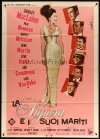 9s309 WHAT A WAY TO GO Italian 1p '64 Newman, Martin, Nistri art of sexy Shirley MacLaine!