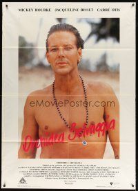 9s312 WILD ORCHID Italian 1p '90 great close portrait of barechested Mickey Rourke!